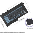 New 51Wh 93FTF Laptop Battery for Dell Latitude 5280 5480 5580 5590 5490 5288 5290 5488 E5280 E5480 E5580 E5490 E5590 E5290 Precision 15 3520 3530 Series D4CMT 4YFVG 83XPC 083XPC