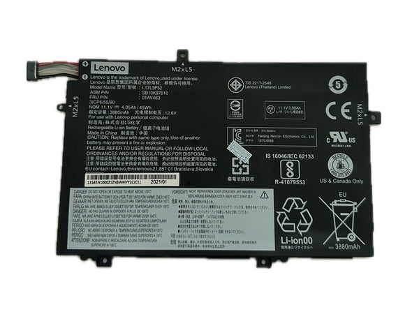 L17C3P52 L17M3P54 L17M3P53 L17L3P52 Battery for Lenovo ThinkPad L480 L490 L580 L590 L14 L15 L14 Gen 2 L15 Gen 2 Series SB10K97610 SB10K97611 SB10K97613 01AV464 01AV466 11.1V 45Wh