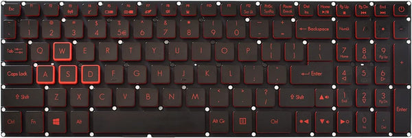 Keyboard Backlight US Replacement for Acer Nitro 5 AN515-31 AN515-53 AN515-52 AN515-53-52FA AN515-51, AN515-42 AN515-41 AN515-41-19HM Series Game Laptop with Red Backlit US Layout
