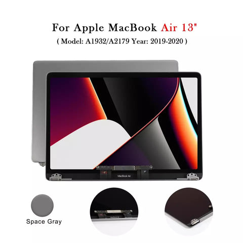 New Screen Replacement for MacBook Air Retina A1932 2019 Year / A2179 2020 Year EMC 3302 EMC 3184 MVFH2 MVFJ2 MWTJ2 MWH22 LCD Display Screen Full Assembly (Space Gray)