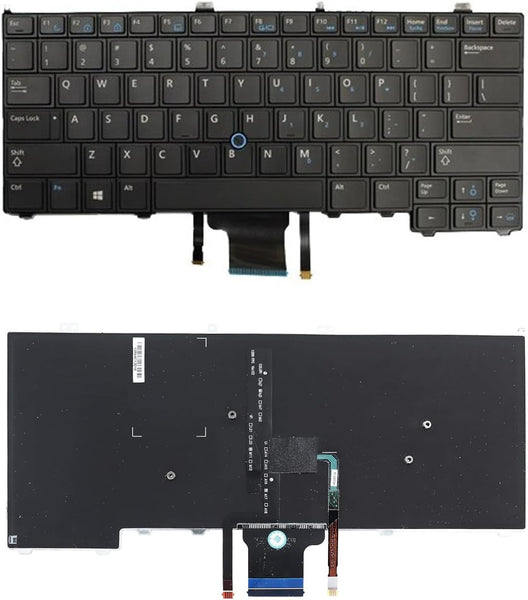 Laptop Replacement US Layout with Backlit with Pointer Keyboard for Dell Latitude E7440 E7240 E7420 Black