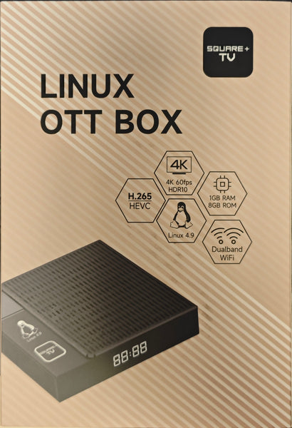 SQUARE+ TV Set-Top Box - 4K HDR TV Streaming Device with 1GB RAM, 8GB ROM, Dolby Digital Plus, Linux 4.9, Dual-Band WiFi, USB 2.0