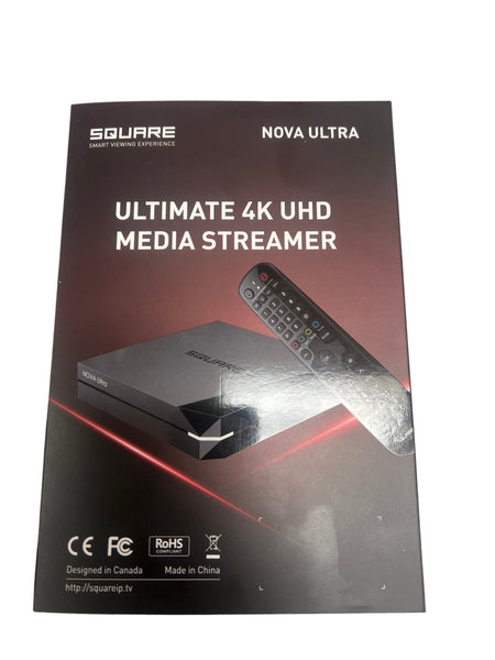 SQUARE_NOVA_ULTRA IPTV Set-Top Box - 4K HDR TV Streaming Device with 4GB RAM, 64GB STORAGE, Android TV OS, Dual-Band WiFi BT remote